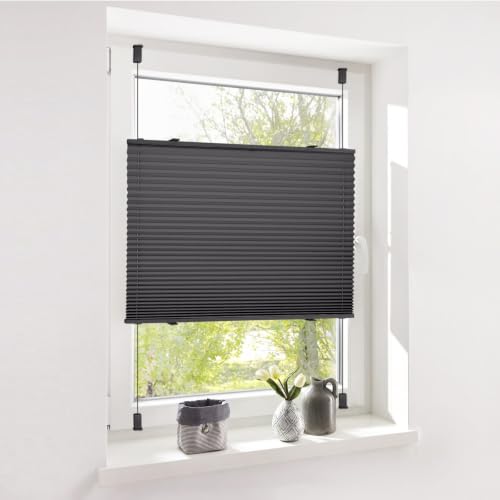 Deswell Plissee ohne Bohren Klemmfix Anthrazit B115 x H110cm Plisseerollo Sonnenschutz und Sichtschutz Jalousien Easyfix Plissees… – Ansicht 1