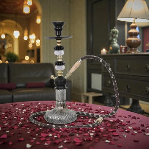 Image of FAIZAN HANDICRAFT Designer Dimond Style 18.5 Inch Glass,Iron QT Hookah Set (Black)