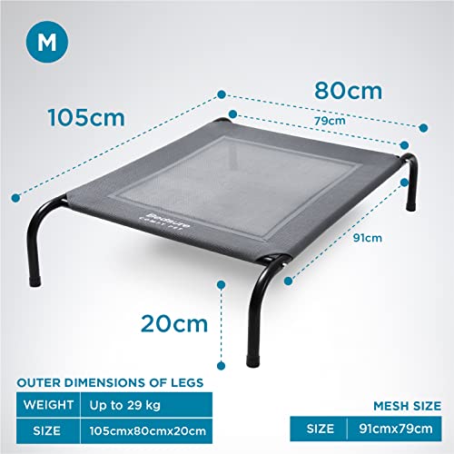 BEDSURE Hundeliege Outdoor mittelgrosse Hunde - Hundeliege grau in und Outdoor Garten, für draußen Camping erhöhtes Hundebett, Größe in M 105x80 cm, höhe in 20 cm