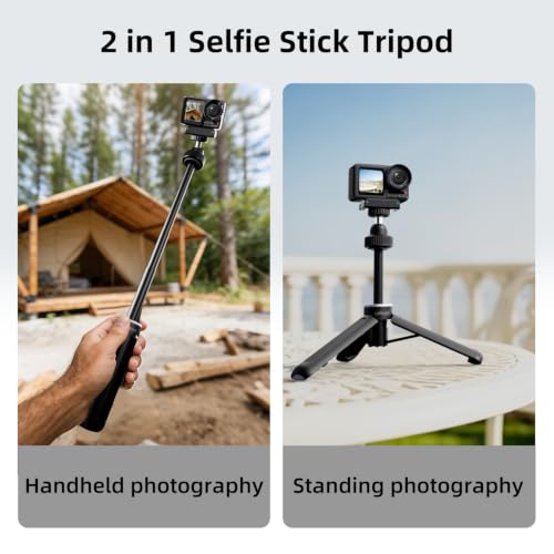 Image of Celfiexpt 40cm Compact Action Camera Tripod, Portable Camera Stand with 1 /4 inch Screw & Magnetic Quick-Release Adapter for DJI Osmo Action 5 Pro /4 /3 /2, 360 Ball Head (Camera Not Included)