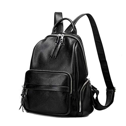 Preisvergleich Produktbild Dreneco Lederrucksack, Damenmode Rucksack Schulrucksack Reisetasche Frauen Rucksack Satchel Handtasche Schultertasche Klassisch Schwarz