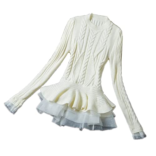 Girls Cable Knit Sweater Dress with Tutu Solid Color Cardigan Princess Cosplay
