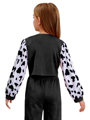 Girls Long Sleeve Button Down Cow Print Fringed Cowgirl Jacket Short Coat Kids Cowboy Dress Up2