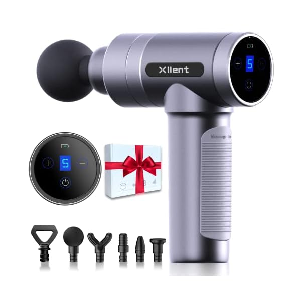 Xllent Geschenke für Frauen Massagepistole Deep Tissue Percussion Muskelmassagegerät Silikongriff Massagegerät mit 5…