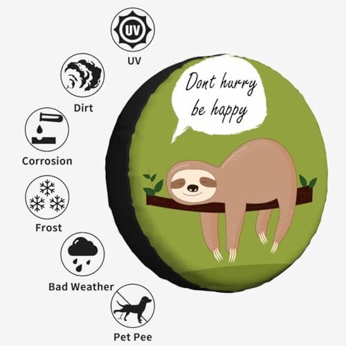 Image of Sloth Spare Tire Cover 15 inch Wheel Cute Lazy Sloth Protectors Weatherproof Universal for Trailer Tire Cover Rv SUV Truck Camper Travel Trailer STC135
