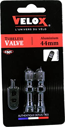 Valves tubeless 44mm Schrader en aluminium noir pour pneu de vélo