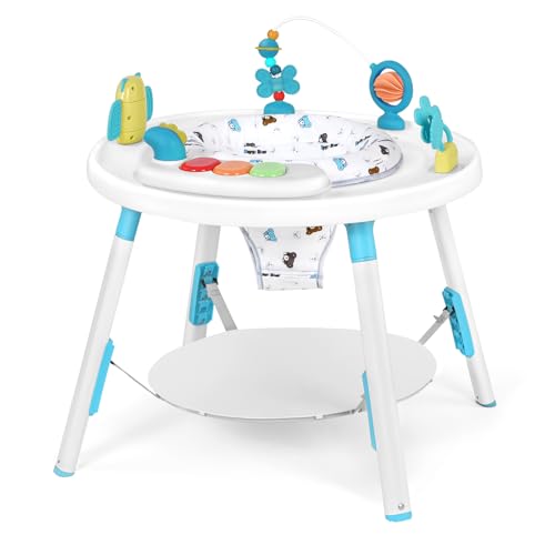 UBRAVOO Baby Activity Center,3-in-1 Baby Walk Along Toys with Removable Toys and 360° Rotating Seat - Ideal for Infant Development and Entertainment (Blue)