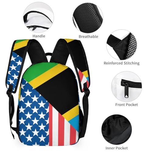 USA And Tanzania Flag Printed Backpack with Lunch Box Bag Pencil Case Pouch 3pcs Daypack Set for Women Men3