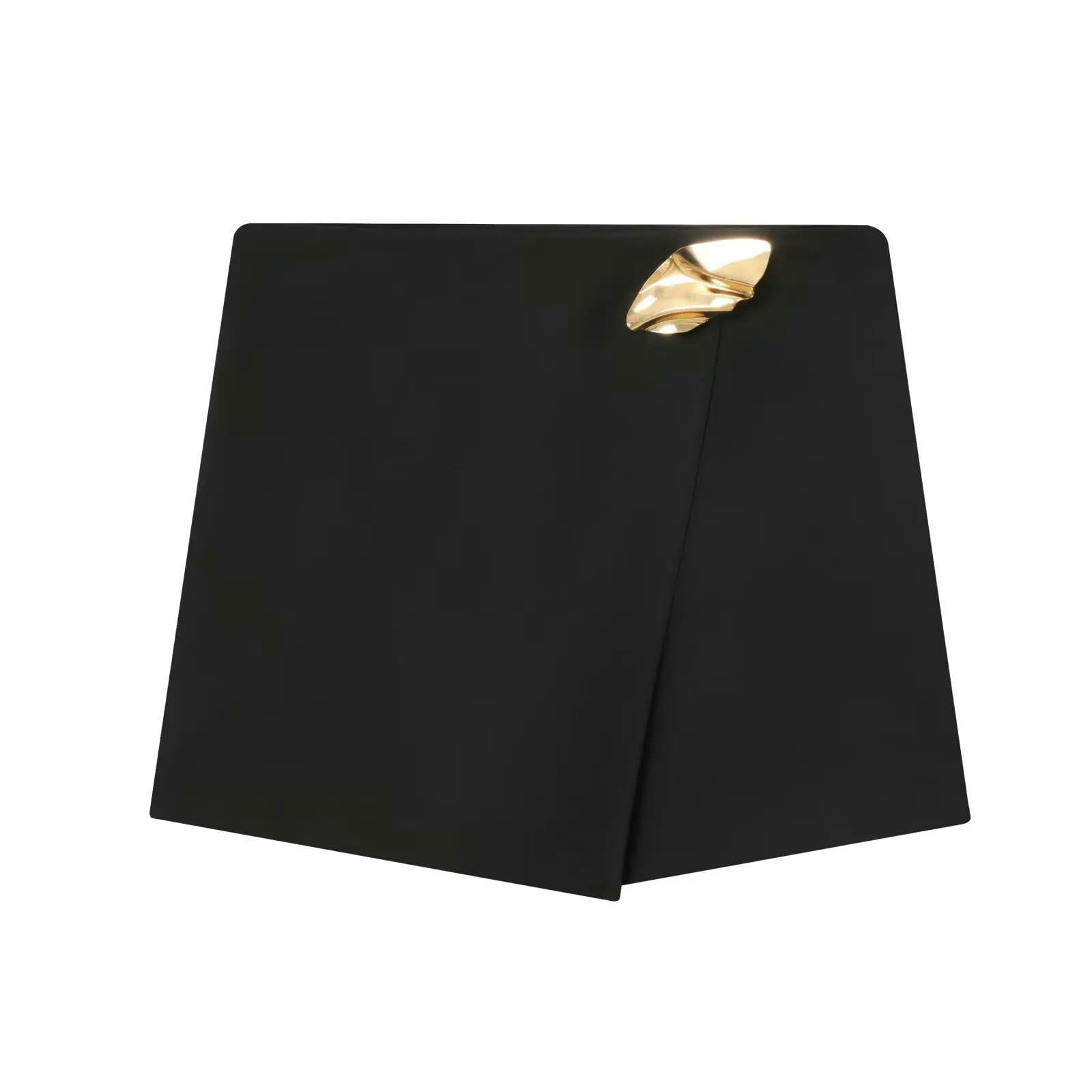 CHENSHI Gonna Lunga Pantaloncini Minigonna Asimmetrica dal Design in Metallo alla Moda da Donna con Cerniera Laterale Pantalone Cortos Chic-Questo Angolo È 9523-l