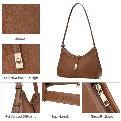 Image of CLUCI Suede Purses for Women, Shoulder Suede Bag with Adjustable Strap, Handbag Hobo Bags