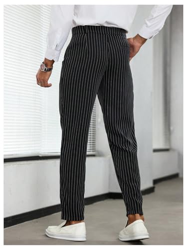 GORGLITTER Men's Striped Dress Pants Slacks Slim Fit Business Work Suit Long Trousers (Size Up, Runs Small)2