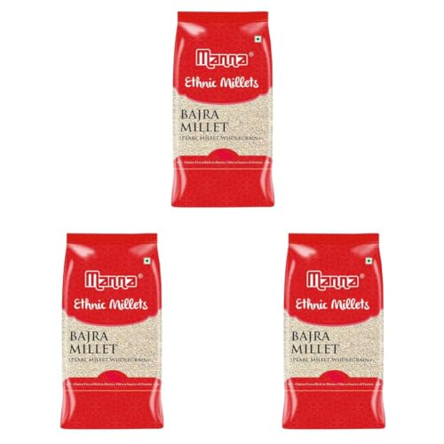 Image of Manna Bajra Whole Grain 1Kg Pearl Millet Natural Grains Sajje /Kambu /Pindi /Sajjalu /Bajri (Pack of 3)