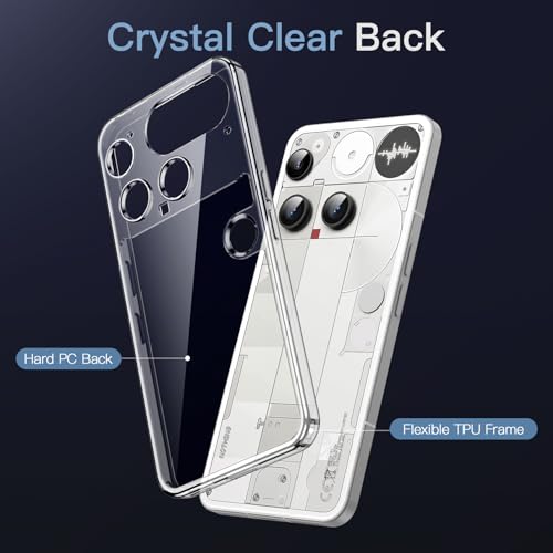 Image of JETech Cover Case for Nothing Phone 3, Clear Shockproof Bumper Cover, Anti-Scratch Hard Back, Protective Slim Fit, Non-Yellowing, Durable Transparent TPU for Drop Protection (Clear)