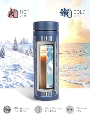Image of NAUTICA Premium Leak-Proof Insulated Water Bottle - 1pc (Stern)| 500ml | Stainless Steel Flask with 24 Hours Temperature Retention | Ideal for Travel, Gym, Office Use Titanium Printed-Blue /White