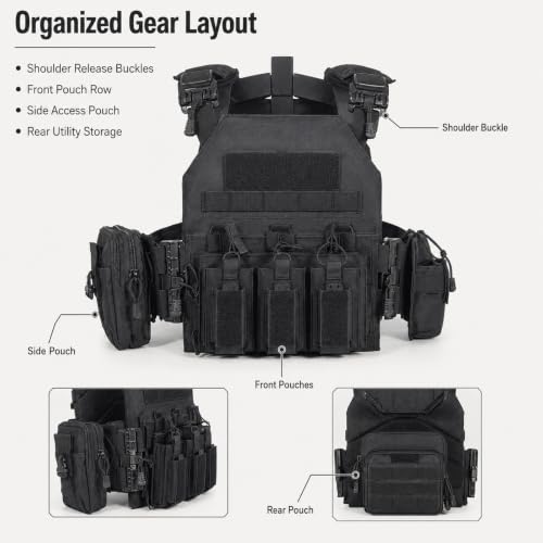 Chaleco de Pecho Airsoft con Bolsa Trasera de Carga Utilidades 4