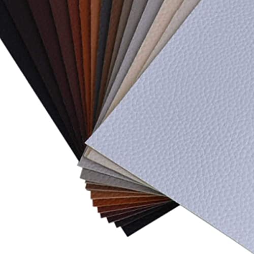 15 Pieces A4 Size 8X12 Inch Dark Color 1.2Mm Thickness Litchi Grain Texture Synthetic Faux Leather Fabric Sheets Cotton Back For Making Hair Bows, Earrings, Placemats,15 Color Each Color One Sheet #TOP1