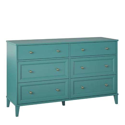 Ameriwood Home Monticello Wide 6 Drawer Dresser in Emerald Green
