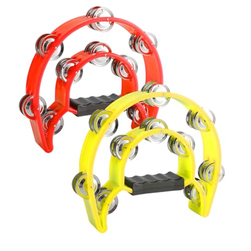 GXGM 2 Stück Tamburin,Handtrommel,Schellenkranz mit Handgriff...