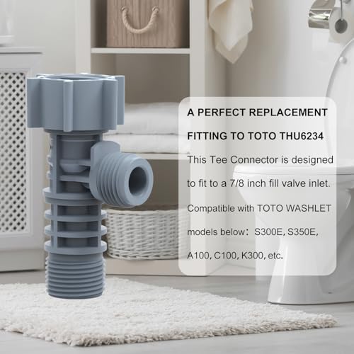 Image of Bidet Tee Connector, T Valve, Replace OEM TOTO THU6234, 7 /8 inch Toilet T Adapter, Tee Fitting for Washlet A100, C100, K300,S300E,S350E, etc