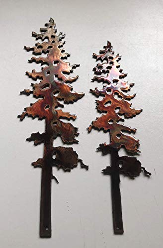 Two Small Pine Trees Metal Wall Art Decor 7
