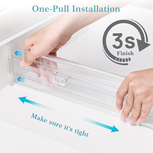 Image of Vtopmart 12 Pack 4 inch Regular Upgrade Drawer Dividers for Clothes, 12.8 inch-22.3 inch Expandable Dresser Drawer Organizer, Clear Plastic Separators for Dresser, Baby Clothing, Underwear, Cosmetic, Toiletries