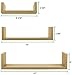 Greenco Set of 3 Floating “U” Shelves, Easy-to-Assemble Floating Wall Mount Shelves for Bedrooms and Living Rooms, Natural Finish