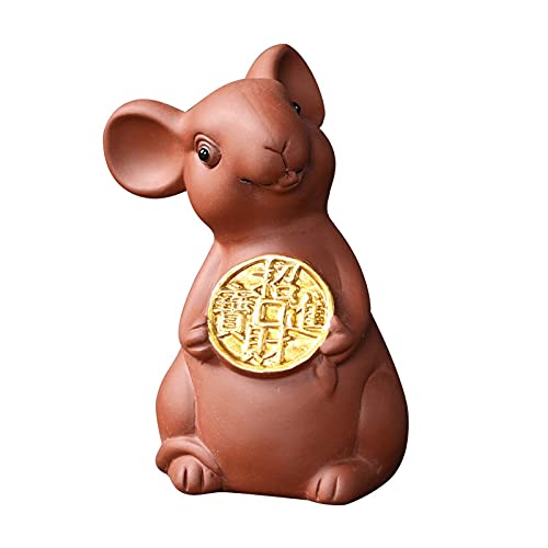 LUYIYI Violet Argile Tea Pet Rat Zodiac Craft Tea Plateau à Teahouse Décor Petite Figurines de Souris Creative Souris (Color : A)