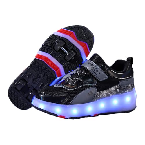Kids Roller Skate Shoes for Girls Boys, Unisex Outdoor Sport Shoes Sneakers with 4-Wheels Trainer Skateboarding Shoe Retractable Skating Shoes for Children's Park Sports Walking -156