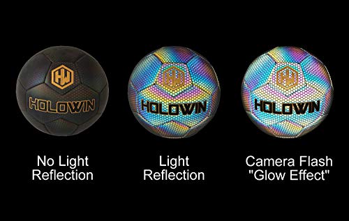 Hw Holowin Holographic Luminous Soccer Ball For Night Games & Training, Glowing In The Dark Light Up Reflective With Camera Flash Reflects Light Gifts, & Men (Size 5, Black) #TOP2
