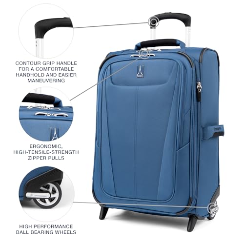 Image of Travelpro Maxlite 5 Softside Expandable Upright 2 Wheel Carry-on Luggage, Lightweight, 21-Inch - Ensign Blue