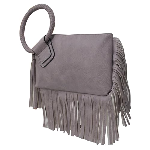 Image of NGIL Faux Leather Mini Wristlet Purse | Women's Handbag, Fashion Wristlet Wallet, Compact Everyday Purse with Fringe Tassel