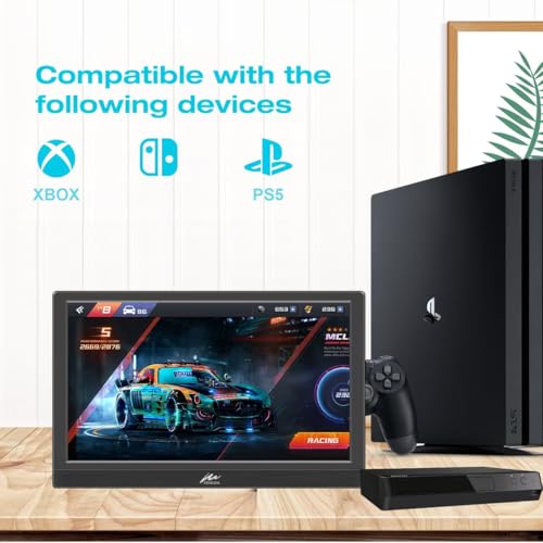 Image of Kenowa Portable Monitor 13.3 Inch HD 1366x768P LED Screen Small HDMI Monitor Built-in Speaker and Adjustable Stand HDMI VGA Port, External Display for Laptop PC Mac Xbox PS4 /5