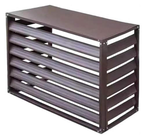 エアコン室外機カバー, ルーバー室外機カバー, 頑丈な亜鉛メッキ鋼製エアコン保護カバー、屋外プライバシーフェンススクリーン(Brown,120x70x150cm)