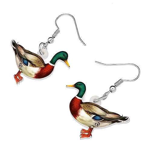 NEWEI Cute Mallard Duck Earrings Dangle Acrylic Ducks Decorations Gifts For Women Green Stuff Charms3