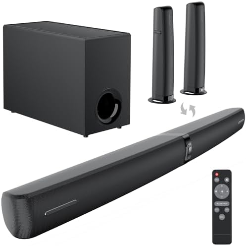 Sound Bar with Subwoofer for TV, 2 in 1 Detachable 120W Soundbar ...