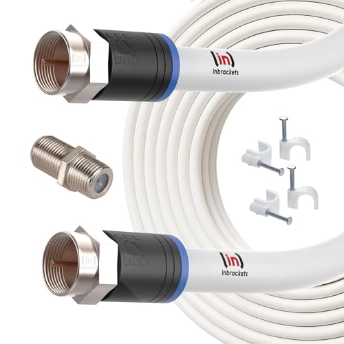 Inbrackets Ultimate Extension Cable Lead Kit for Virgin Media TV, Broadband, TiVo, and Superhub – Enhanced Connectivity with Clips White (2 Metres)