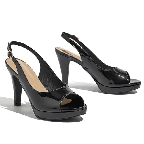Women’s Sexy High Heels Peep Toe Ankle Strap Platform Block Slingback Dress Pumps Shoes for Women3