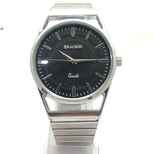 Image of C1419 Trackton Black Watch Modern & Chrome Finsh Stylish Digital Anlog Wrist Watch with Chain for Men & Boy
