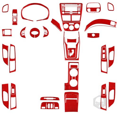 Generic Auto Interior Decoration Decal Full Complement Sticker 48pcs Set Premium Sticker Real Quality Soft Carbon Fiber Interior Trim Accessories Compatible with Subaru Impreza 2009 2010 2011 Red