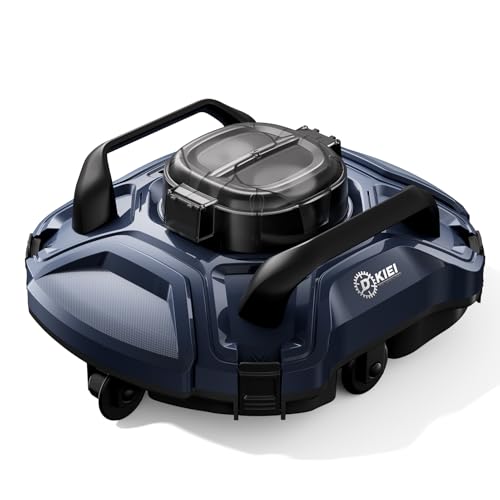 DKIEI Automatic Pool Cleaners 5000mAh Cordless Robotic Pool Vacuum for Ground/In-ground Pools 180mins Runtime Self-parking Slope and Waterline Cleaning Powerful Suction Pool Clean Dark Blue