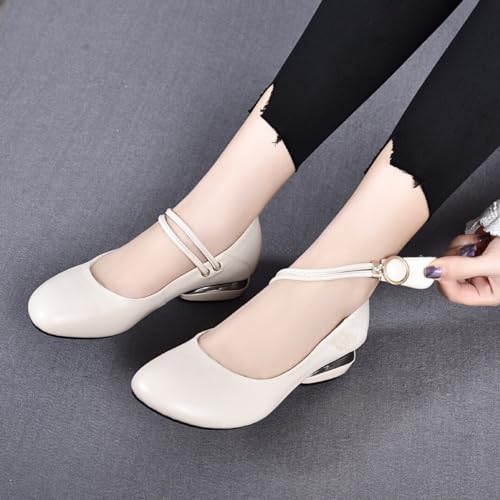 Women's Low Chunky Heel Mary Janes Comfortable Dressy Shoes for Women Closed Toe Pumps Lofers for Women4