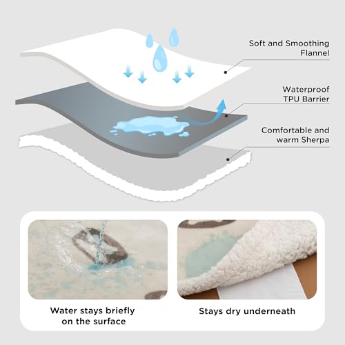 BEDSURE wasserdichte Hundedecke mittelgroße Hunde - 102x76cm Hundedecke waschbar, Decke Hund aus Sherpa Fleece, Katzendecke flauschig und weich, Creme