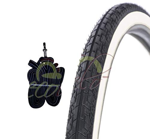 Pneu vélo de ville 26 x 1.75 Bianconero slick avec chambre à air incluse