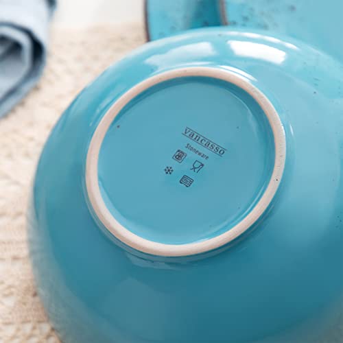 Vancasso Navia Ceramic Dinnerware Set, 16 Pieces Set Of 4 Stoneware Spray Spot Patterned Service Dish With Dinner Plates, Salad Plates, Bowls, Mugs - Multi-Blue #TOP7