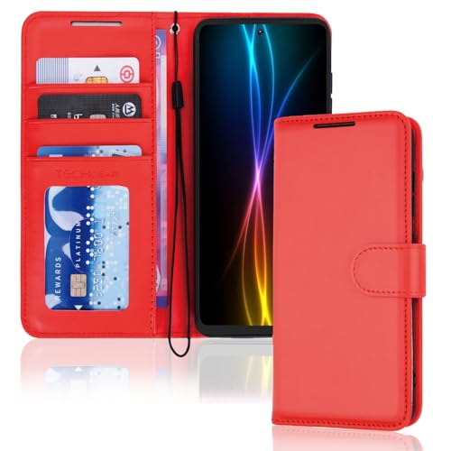 TECHGEAR Coque Galaxy S20 FE Étui Portefeuille en Cuir, Housse avec Rabat de Protection Fentes pour Cartes Béquille et Dragonne Stand Fonction, Cuir PU...