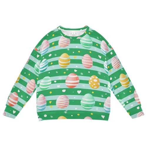 JUNZAN Easter Watercolor Eggs Stripes Little Boys Hooded Sweatshirt Fleece Outerwear for Kids Sports 4T