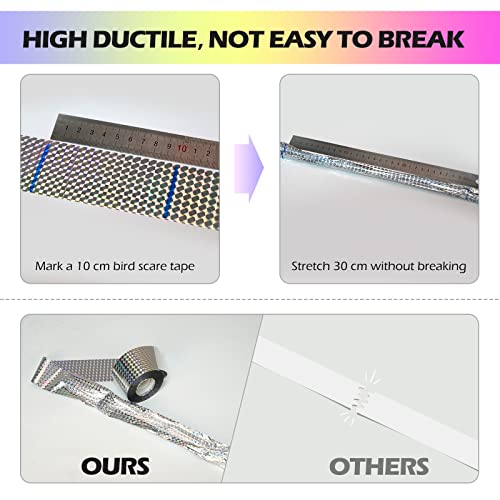 Ruolan Bird Scare Tape Ribbon(700FT) Reflective Tape Keep Birds Away Outdoor,Double Side Bird Flash Tape, Scare Geese, Pigeon, Duck, Woodpecker