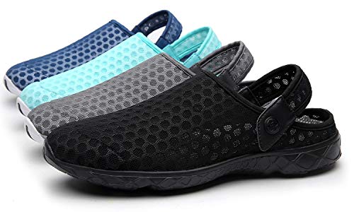Mens Womens Clogs Garden Shoes Breathable Mesh Slippers Beach Sandals Outdoor Sports Casual Summer Flip Flops, E Black, 9 UK, 43 EU - Image 6