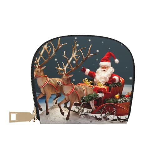 Merry Christmas Art Printed Credit Card Wallet for Women Men Cute Zipper Card Cases Holder Mini Coin Purse with 12 Card Slots2