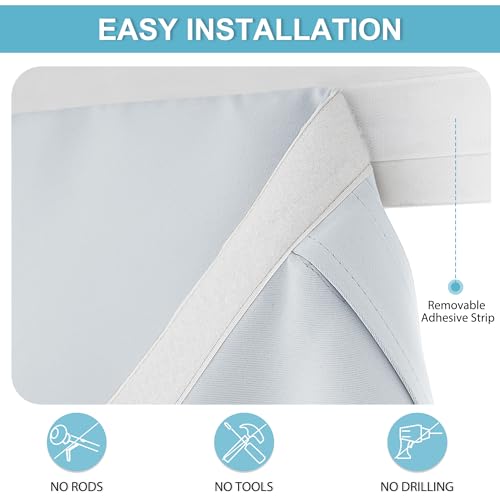 Image of RYB HOME Blackout French Door Curtain - Privacy Thermal Insulated Window Shades for Patio Kitchen Front Entry Back Door Glass Window, Self Adhesive No Drill, 1 Panel, 12 inch W x 69 inch L, Greyish White